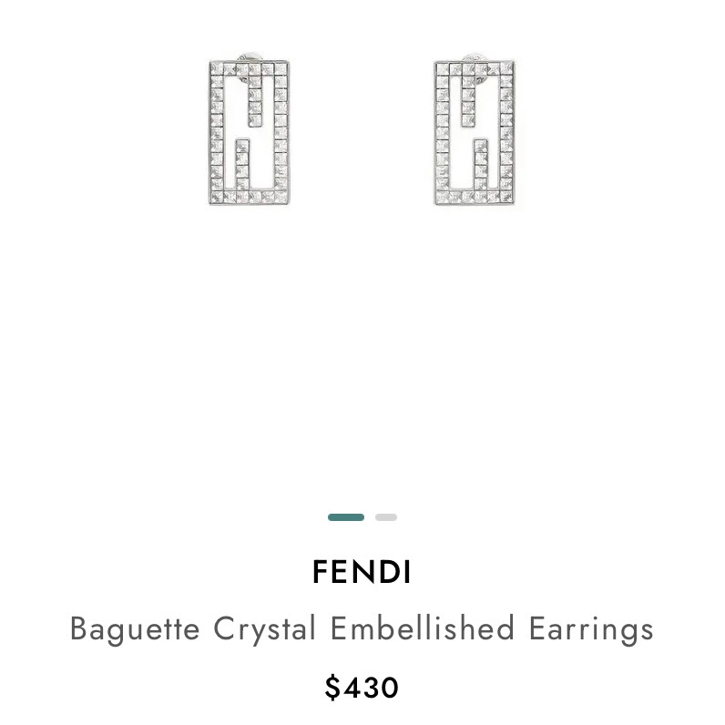 Fendi Baguette Ff Crystal Embellished Earring